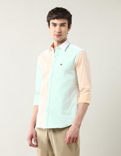 Arrow Sports Men's Colorblocked Slim Fit Oxford Shirt White