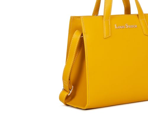 LOUIS STITCH Stylish Yellow Handbag for Women | Ladies Satchel Handbag for Travel, Office, College (LS-LDB-VF1039-HBYL)