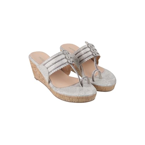 Mochi Women's Dark Beige Fashionable Wedge Heel Sandal UK/2 EU/34(34-30)