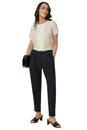 Allen Solly Women's Regular Trousers (AHTFWRGFP67497_Navy