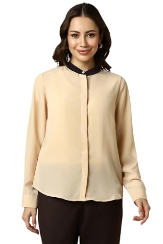 Allen Solly Women Beige Solid Long Sleeves Shirt