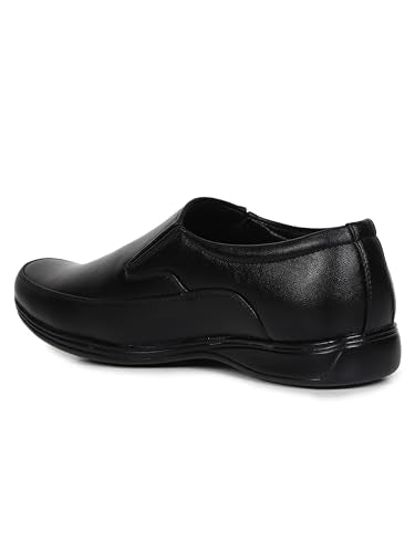 HIKBI Leather Formal Office Shoes Slip On Formal Shoes for Men-Black (Black, Numeric_10)