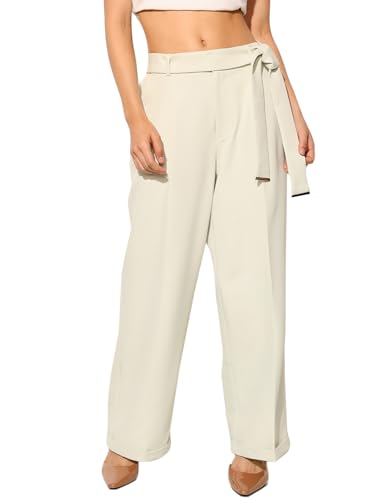 ONLY Women Loose Fit High-Rise Green Pants with Belt