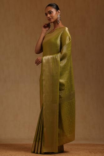 Soch Womens Light Green Georgette Floral Zari Woven Saree