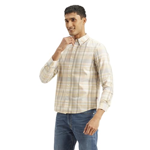 Levi's Men's Checkered Slim Fit Shirt Cream