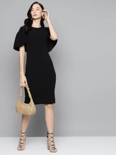 Sassafras Black Frill Cape Bodycon Dress SFDRSS10296XS