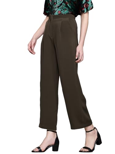 Label RITU KUMAR Solid Full Length Pant Olive