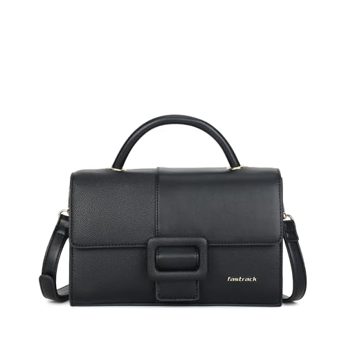 Fastrack Boldlock Satchel Bag | Women’s Faux-Leather Handbag | Top Handle & Detachable Strap | Magnetic Flap + Zipper Closure | Everyday Casual & Work Carry