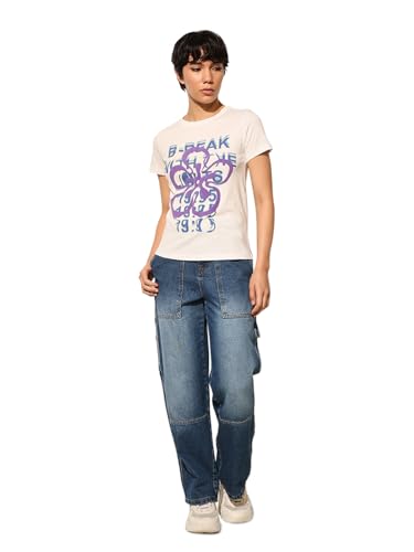 ONLY Women's Regular Fit White T-Shirt