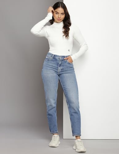 Calvin Klein Cotton Mock Neck Sweater Ivory