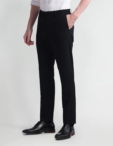 Arrow Dobby Tailored Fit Trousers Black