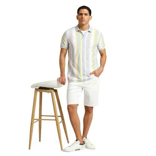 Pepe Jeans Men's Striped Regular Fit T-Shirt (PM542194_Sky Blue