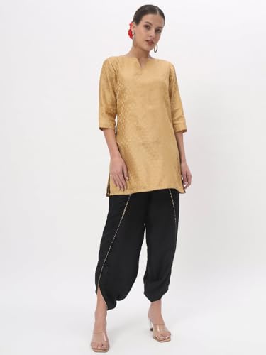 studio rasa Women's Chroma Solid Embellished Dhoti for Festive Wedding Fusionwear (BTWC52305M_Black_Medium)