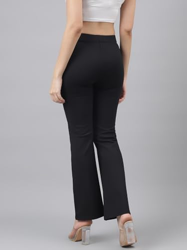 Latin Quarters Women Black Solid High Rise Trousers_L