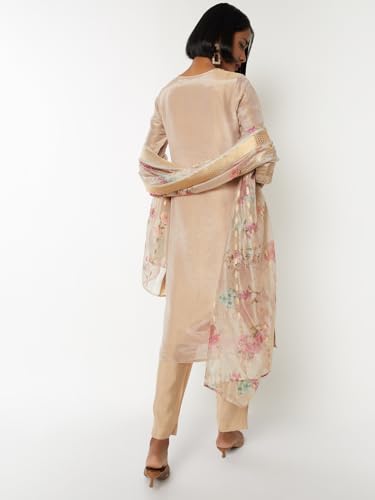 Max Women's Cotton Blend Kurta Set (CTKST55065_Beige