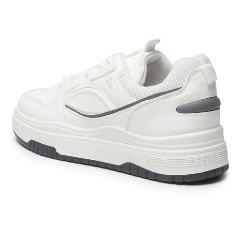 YOHO UrbanDash Sneakers for Woman | Strong Grip, Cushioned Insoles | Comfortable & Stylish for Everyday Use Shoes for Woman/Girls/Ladies -0907 | Silver Lining - UK 7