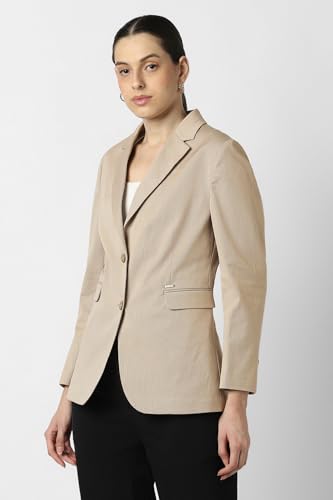Women Beige Solid Blazer