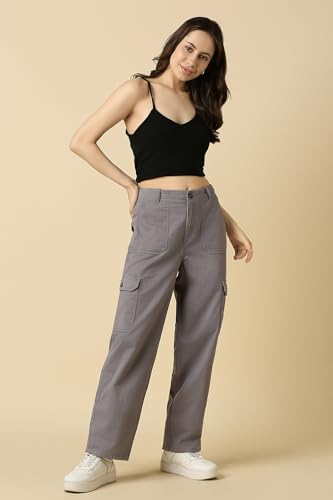 Allen Solly Women's Regular Casual Pants (AHTFCRGFU40117_Grey
