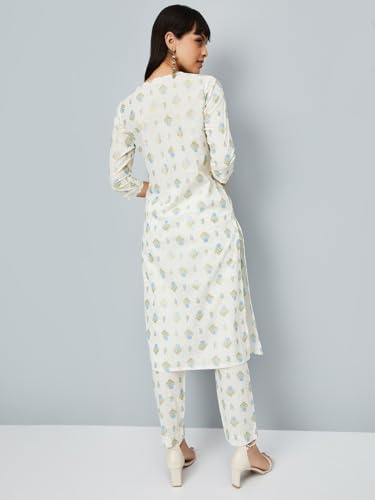Max Women's Cotton Blend Kurta Set (CTKST54058_Off White