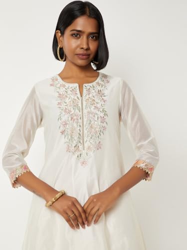 Max Women's Cotton Blend Kurta Set (EXST61003_Off White