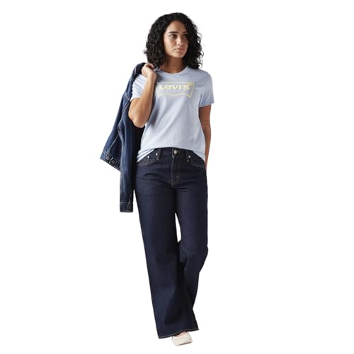 Levi's Women's Dark-Blue Loose Bootcut Fit Mid Rise Jeans