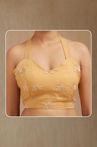 Soch Womens Yellow Georgette Embroidered Saree