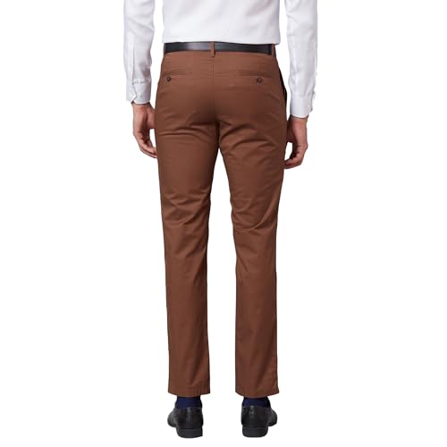 Raymond Men's Contemporary Fit Cotton Blend Solid Pattern Flat Front Casual Trouser (Size: 40)-RCTL00519-O5