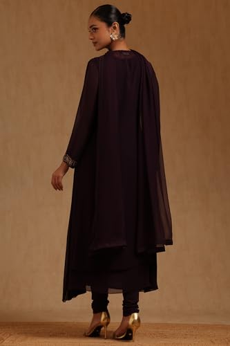 Soch Womens Wine Georgette Solid Suit Set