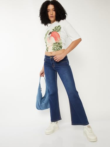 Max Women Washed Flared Jeans (Blue_28)