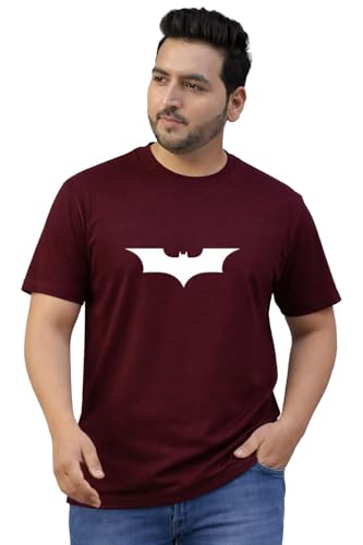 THE SOUTH STORE Men's Maroon Round Neck Half Sleeve Printed Plus Size T-Shirt | Batman