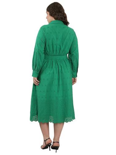 VERO MODA Curve Women's Fit & Flare Green Dress