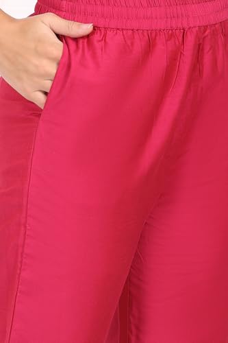 W for Woman Pink Solid Embroidered Straight Kurta and Straight Pants Set - (WS13457-224480-M)