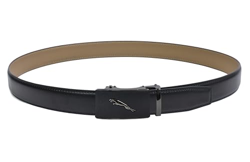 WildHorn Men's Genuine Leather Belt for Men| Premium Auto-Lock Buckle | Adjustable up to 48” | Formal & Casual Wear | Micro-Adjust Fit | Stylish Gift Box Included (Free Size) (NATURAL BLACK)