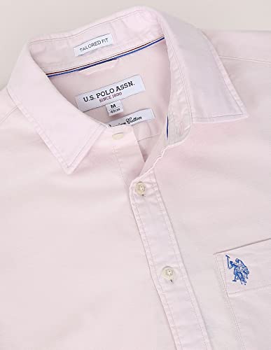 U.S. Polo Assn. Cotton Mens Solid Oxford Fs Shirts (Usshtfx0014_Pink_S, Regular Fit)