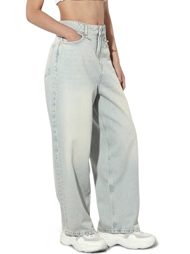 ONLY Women's Loose Fit High Rise Blue Jeans