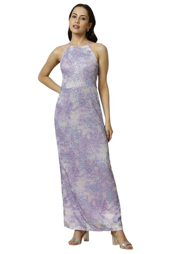 Allen Solly Women's Polyester Modern Maxi Dress (AHDRERGF533416_Lilac