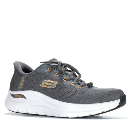 Skechers Arch FIT 2.0 - LESTUR Mens Casual Shoes (Charcoal/Yellow, UK Footwear Size System, Adult, Men, Numeric, Medium, 7)
