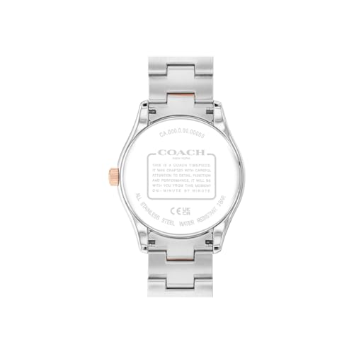 Coach Brooks Qtz Basic Silver White Round Dial Women's Watch|Stainless Steel & Ionic Plated Rose Gold Steel Material|Rose Gold Color Band - 14504537