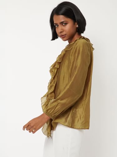 Max Women Ruffles Top (Yellow_L)