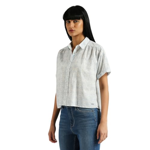 Pepe Jeans Women's Floral Relaxed Fit Shirt (PL304901_Blue