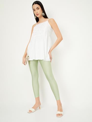 Max Women Shimmer Ankle-Length Leggings_Green_L
