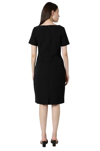 Van Heusen Women's Polyester Blend Modern Above The Knee Dress (VWDRFRGFU32455_Black