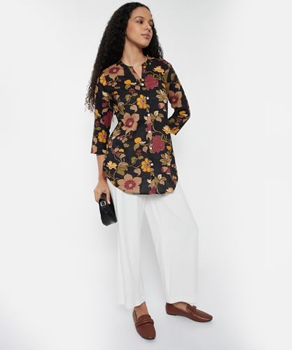 Max Women Floral Print Kurti(Black_M)