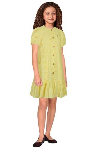 Allen Solly Girl's Cotton Modern Knee-Length Dress (AGDRPRGF567329_Yellow
