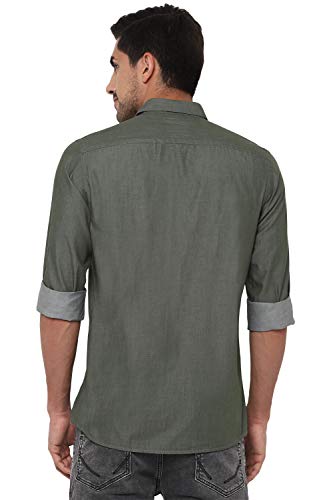 Allen Solly Men's Regular Shirt (ALSFCUCUF585999_Olive 40)
