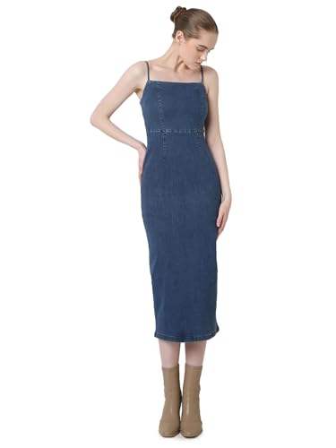 VERO MODA Women Embroidered Beige Cotton Above Knee Length A-Line Dress