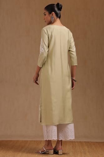 Soch Womens Sap Green Gadwal Embroidered Kurta with Thread Work