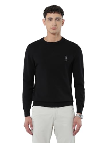 U.S.Polo Association Men's Solid Regular Fit Sweater Black