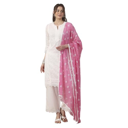 Biba Women White Cotton Straight Suit Set_38