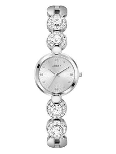 GUESS Women Round Silver-Tone Stainless Steel Analog Watch - GW0757L1